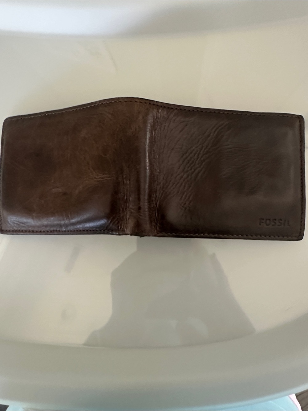 Fossil Men's Dark Brown Leather Bi-Fold Card Holder Wallet